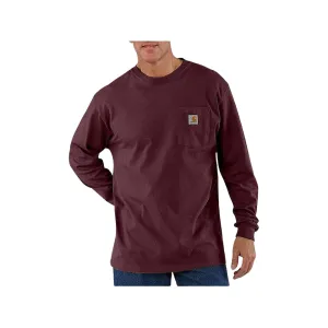 Carhartt Men's Loose Fit Heavyweight Long Sleeve Crew Neck Pocket T Shirt Port Large