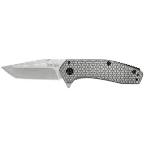 Kershaw Cathode Assisted Opening Pocket Knife 2.25" Tanto Point 4Cr14MoV Stonewashed Blade Stainless Steel Handle Gray
