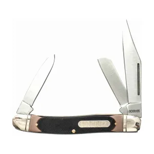 Old Timer Lumberjack Pocket Knife 2.8" Clip, Sheepfoot, and Pen 7Cr17MoV Satin Blade Delrin Handle Brown