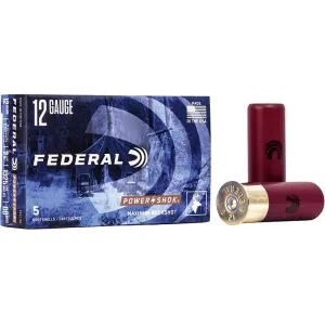 Federal Power-Shok 12 Gauge Ammo 2-3/4" #00 Buckshot 9 Pellets Case of 250 (50 Boxes of 5)
