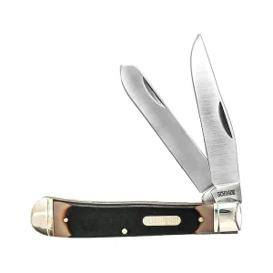 Old Timer Bearhead Trapper Pocket Knife 3.3" Clip/Spey Point 7Cr17MoV Satin Blade Delrin Handle Brown