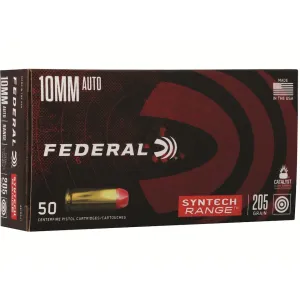 Federal Syntech Range 10mm Auto Ammo 205 Grain Federal TSJ Total Synthetic Jacket (TSJ) Case of 500 (10 Boxes of 50)