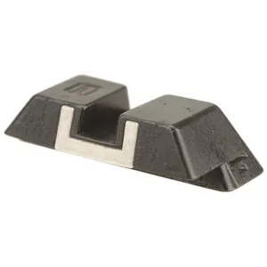 Glock Square Rear Sight 6.1mm .240" Height Steel Black White Outline