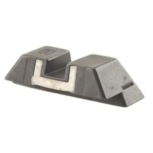 Glock Square Rear Sight 6.5mm .256" Height Steel Black White Outline