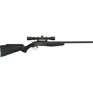 CVA Scout Compact Single Shot Rifle 243 Winchester 20" Blued Barrel Black Frame Black Field Stock with Scope
