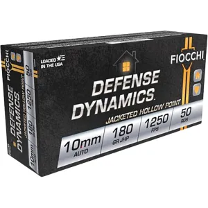 Fiocchi Defense Dynamics 10mm Auto Ammo 180 Grain Jacketed Hollow Point Case of 500 (10 Boxes of 50)