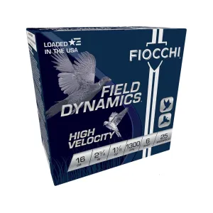 Fiocchi High Velocity 16 Gauge Ammo 2-3/4" #6 Lead Shot 1-1/8 oz Box of 25