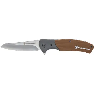 Smith & Wesson Stave Pocket Knife 3.25" Reverse Tanto 8Cr13MoV Satin Blade Stainless Steel with G-10 Scales Handle Tan