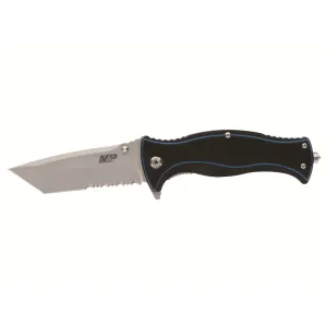 Smith & Wesson M&P Officer Pocket Knife 3.25" Partially Serrated Tanto Point 8Cr13MoV Satin Blade G-10 Handle Black
