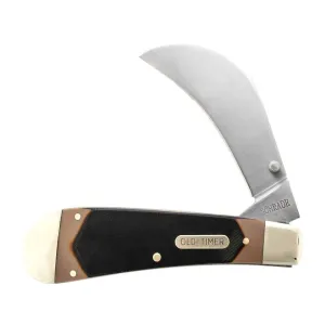 Old Timer Hawkbill Pruner Pocket Knife 3" Hawkbill 7Cr17MoV High Carbon Stainless Steel Blade Old Timer Sawcut Slab Handle