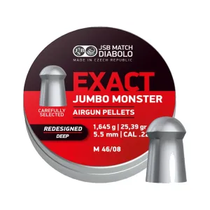 JSB Exact Jumbo Monster Deep Skirt Air Gun Pellets 22 Caliber 25.39 Grain Tin of 350