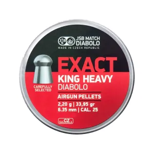 JSB Exact King Heavy Air Gun Pellets 25 Caliber 33.95 Grain Tin of 300