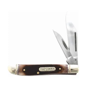 Old Timer Genuine Bone Dog Leg Jack Pocket Knife 2.26" Clip/Pen 9Cr18MoV Satin Blade Bone Handle