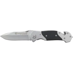 Smith & Wesson 1st Response Pocket Knife 3.3" Drop Point 7Cr17MoV High Carbon Stainless Steel Blade Stainless Steel Handle Black Polymer G-10 Inserts