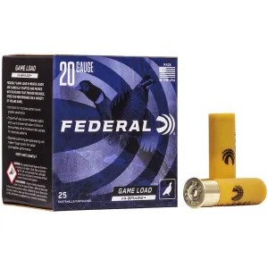 Federal Game Load Upland Hi-Brass 20 Gauge Ammo 2-3/4" #5 Lead Shot 1 oz Box of 25