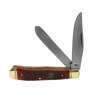 American Buffalo Knife & Tool Tobacco Trapper Pocket Knife 3.5" Clip Point 1065 Satin Blade Bone Handle Brown