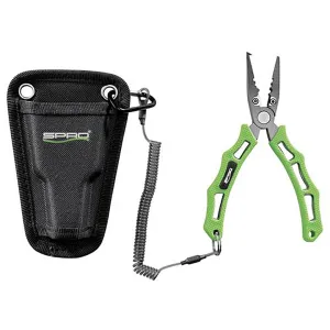 SPRO 6" Fishing Pliers with Lanyard & Sheath Stainless Steel Non-Slip Handle Green