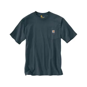 Carhartt Men's K87 Loose Fit Heavyweight Short Sleeve Crew Neck Pocket T Shirt Bluestone Large
