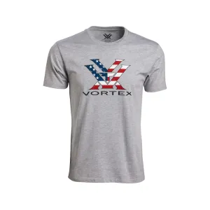 Vortex Optics Men's Stars and Stripes Short Sleeve Crew Neck T Shirt Gray Heather 3XL