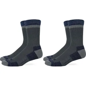 MidwayUSA Men's Lightweight Low Crew Hiking Socks Merino Wool Granite/Navy Large 2 Pairs