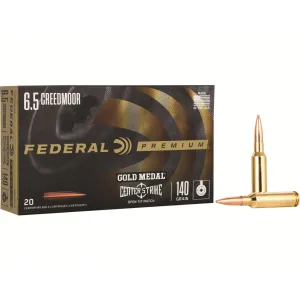 Federal Premium Gold Medal Centerstrike 6.5 Creedmoor Ammo 140 Grain Jacketed Hollow Point Case of 200 (10 Boxes of 20)