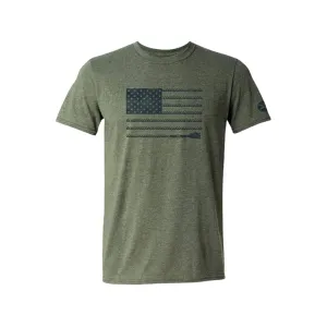 Hooey Men's Horizontal Rope Flag Short Sleeve Crew Neck T Shirt Heather Military Green Large