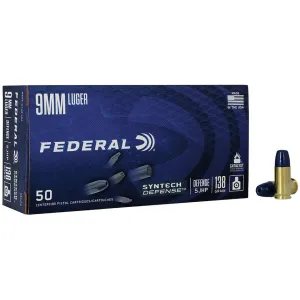 Federal Syntech Defense 9mm Luger Ammo 138 Grain Jacketed Hollow Point Case of 500 (10 Boxes of 50)