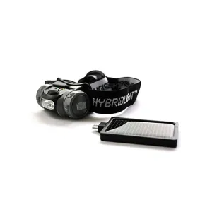 HybridLight Solar Headlamp LED Rechargeable Battery Black