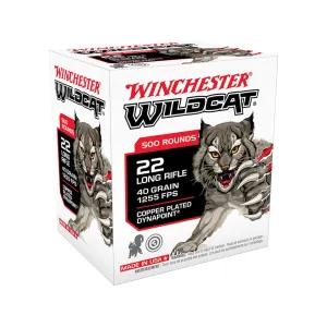 Winchester Wildcat Dynapoint 22LR Ammo 40 Grain Plated Hollow Point Case of 5000 (10 Boxes of 500)