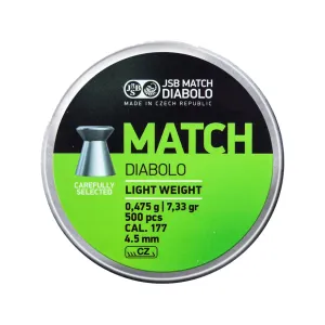 JSB Green Match LW Air Gun Pellets 177 Caliber 7.33 Grain Tin of 500