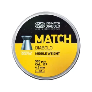 JSB Yellow Match MW Air Gun Pellets 177 Caliber 7.72 Grain Tin of 500