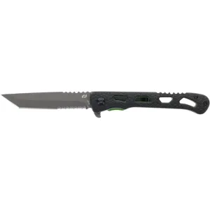 Schrade INERT Clr Tanto Pocket Knife 3.5" Partially Serrated Tanto Point AUS-10 Titanium Nitride Blade Aluminum Handle Black
