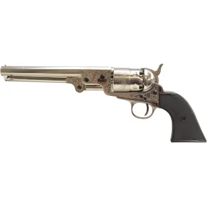 Pietta 1851 Reb Nord Navy Deluxe Black Powder Revolver 44 Caliber 7.5" Nickel Barrel Nickel Frame Black Grip
