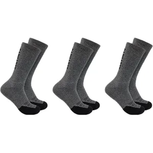 Carhartt Men's Force Midweight Logo Crew Socks Carbon Heather Medium 3 Pk