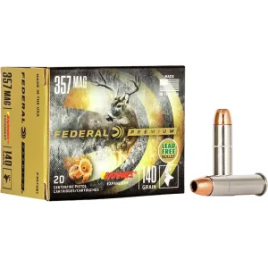 Federal Premium 357 Magnum Ammo 140 Grain Barnes XPB Solid Hollow Point Lead Free Case of 200 (10 Boxes of 20)