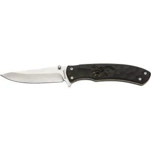 Browning Medium Primal Pocket Knife 3.5" Drop Point 8Cr14MoV Polished Blade Polymer Handle Black