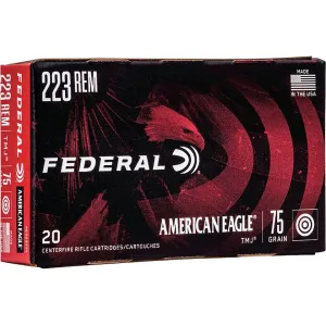 Federal American Eagle 223 Remington Ammo 75 Grain Full Metal Jacket Case of 500 (25 Boxes of 20)