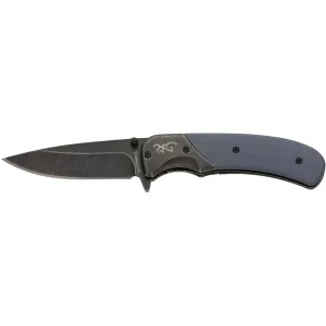 Browning The Range Pocket Knife 2.75" Drop Point 7Cr17MoV Stonewashed Black Oxide Blade G-10 Handle Navy Blue
