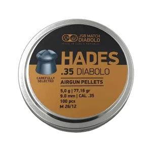 JSB Hades Air Gun Pellets 35 Caliber 77.16 Grain Tin of 100
