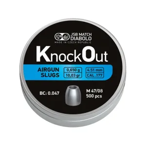JSB Knock Out Slugs Air Gun Pellets 177 Caliber 10.03 Grain 4.51mm Head-Size Tin of 500