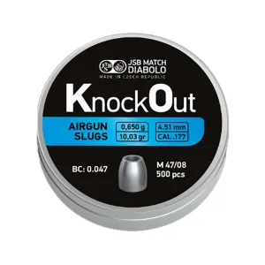 JSB Knock Out MK3 Slugs Air Gun Pellets 177 Caliber 10.03 Grain 4.51mm Head-Size Tin of 500