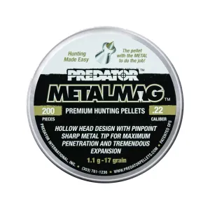 Predator Metalmag Airgun Pellets 22 Caliber 16 Grain Pointed Tin of 200