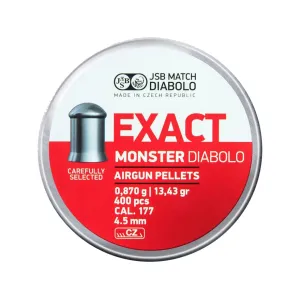 JSB Exact Monster Air Gun Pellets 177 Caliber 13.43 Grain Tin of 400