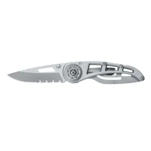 Gerber Ripstop I Pocket Knife 2.3" Partially Serrated Drop Point 7Cr17MoV Stainless Blade Stainless Steel Handle Stainless