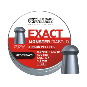 JSB Monster Redesigned Air Gun Pellets 177 Caliber 13.43 Grain Tin of 400