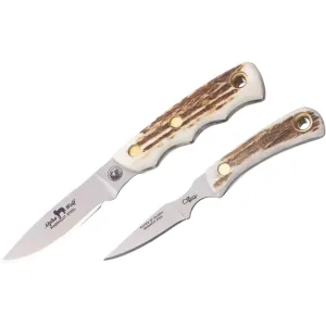 Knives of Alaska Alpha Wolf/Cub Bear Combo Fixed Blade Knives Magnacut Steel Stag Handle