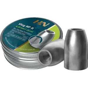 H&N Slug HP II Air Gun Pellets 25 Caliber 32 Grain Hollowpoint Tin of 120