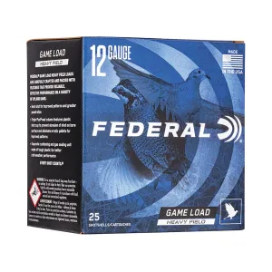 Federal Game Load Upland Heavy Field 12 Gauge Ammo 2-3/4" #8 Lead Shot 1-1/8 oz Box of 25