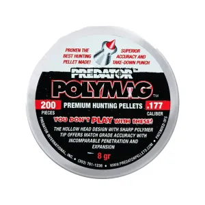 Predator Polymag Air Gun Pellets 177 Caliber 8.5 Grain Pointed Tin of 200