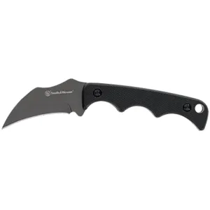 Smith & Wesson HRT Karambit Neck Fixed Blade Knife 2" Karambit 8Cr10MoV Titanium Nitride Blade G-10 Handle Black